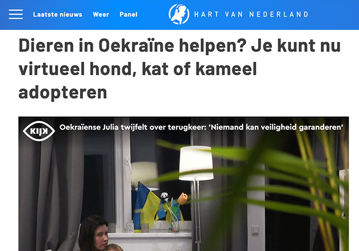 Dieren in Oekraïne helpen? Je kunt nu virtueel hond, kat of kameel adopteren